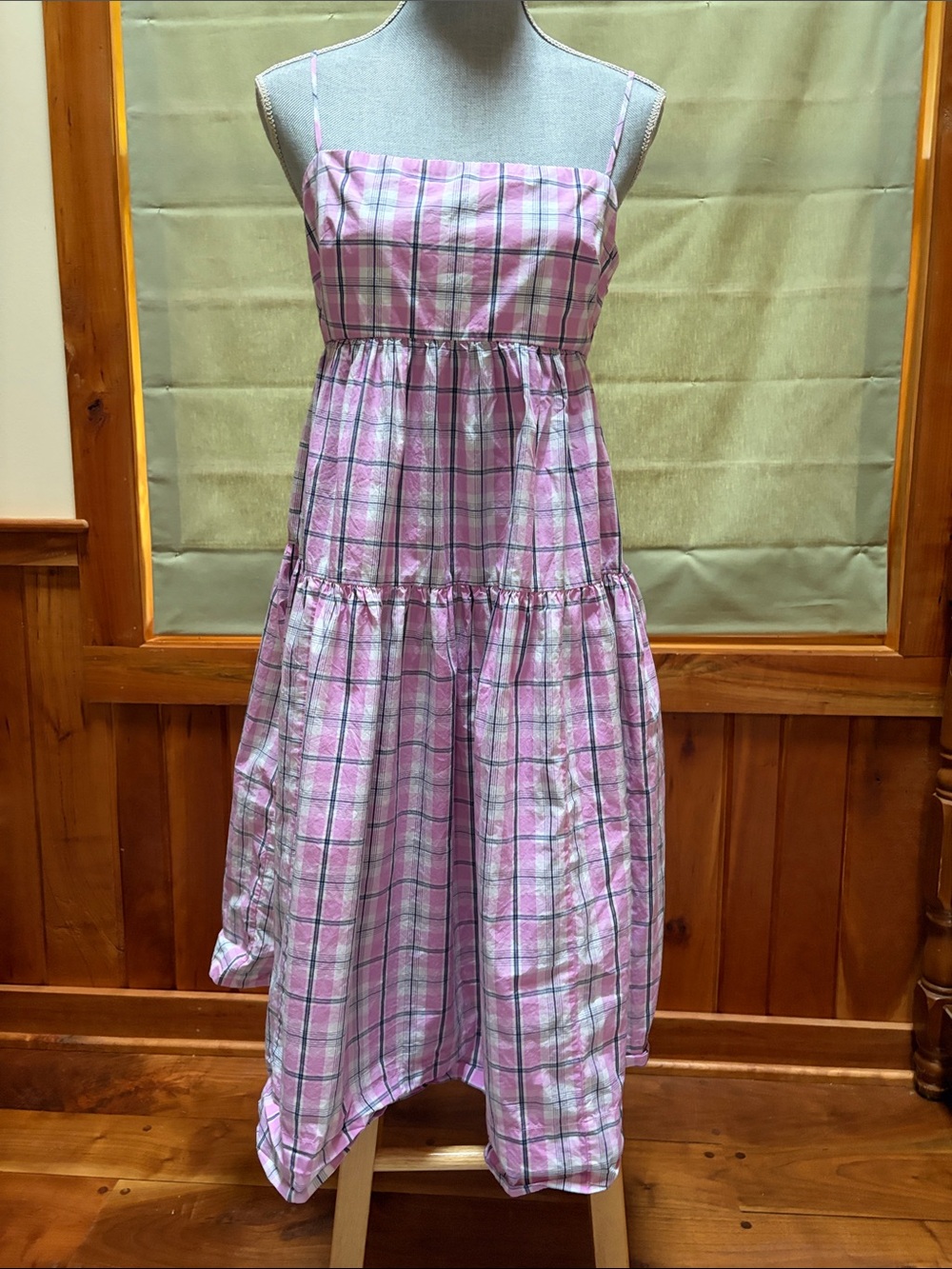 J. Crew Pink Plaid Midi Sundress